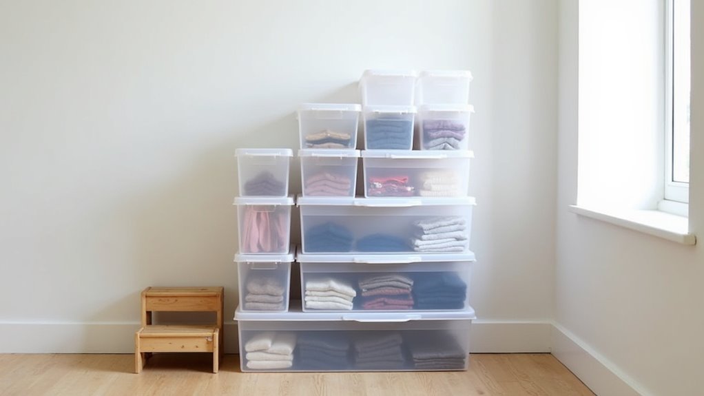 vertical space maximizing stackable storage bins