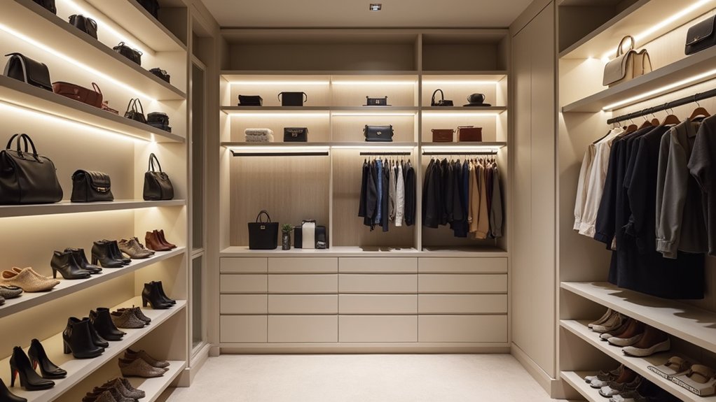 closet zoned for footwear bags accessories