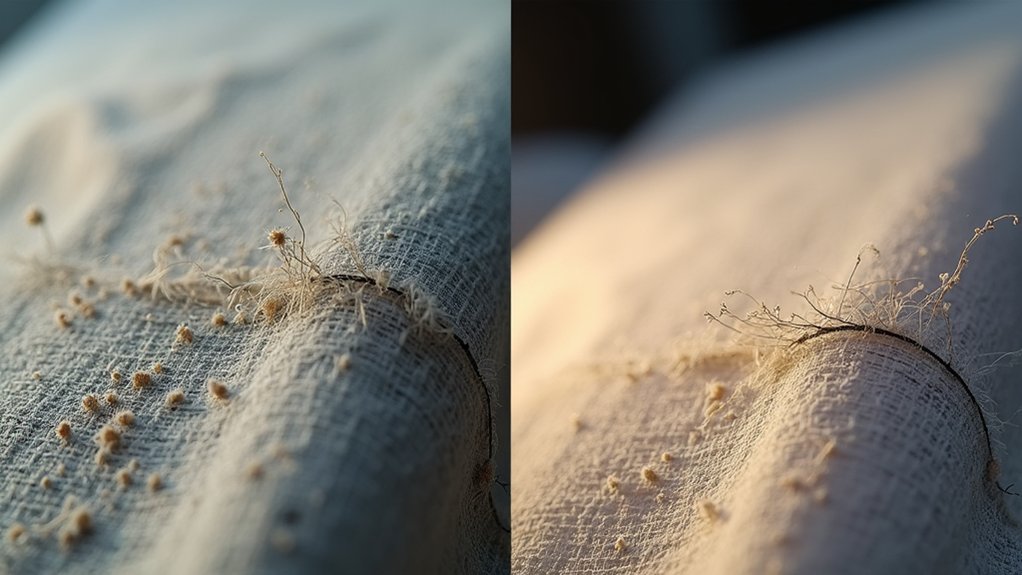 fabric damage rust stains imprints uneven storage