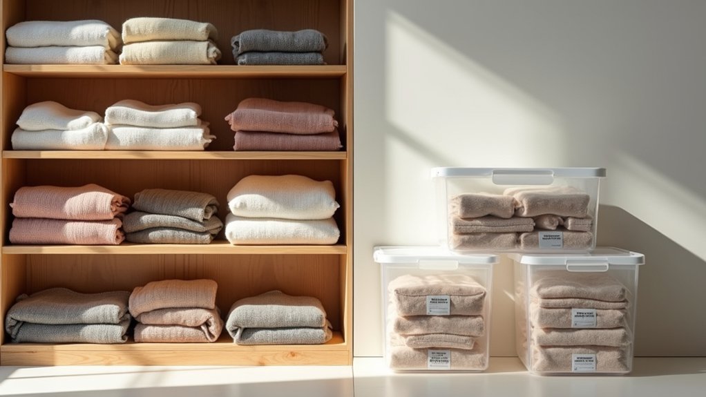 open shelves and concealed bins