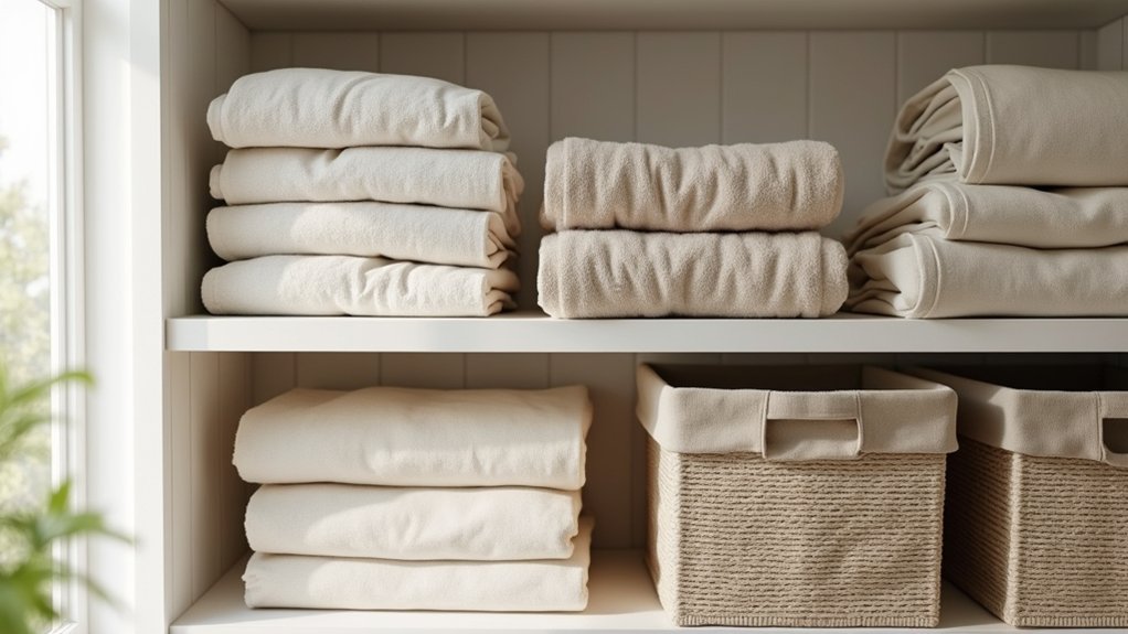 organized towel and linen storage