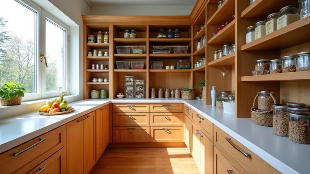 adjustable tiered pantry shelving