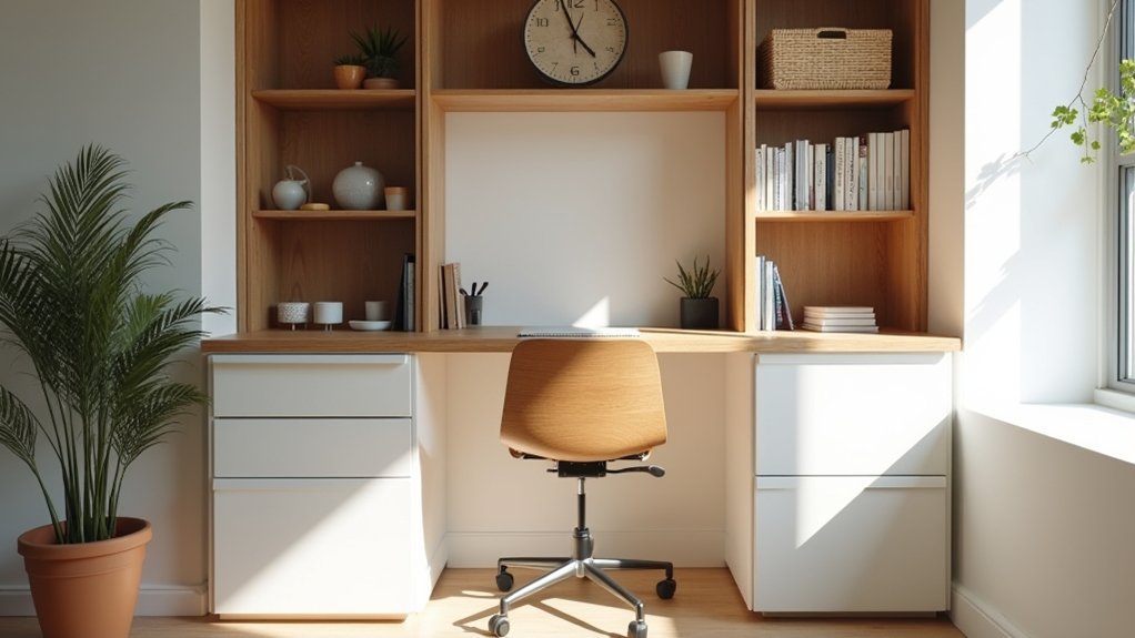 built in desk in bookcase