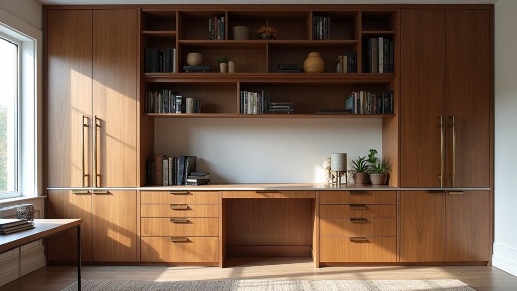 built in office cabinets drawers