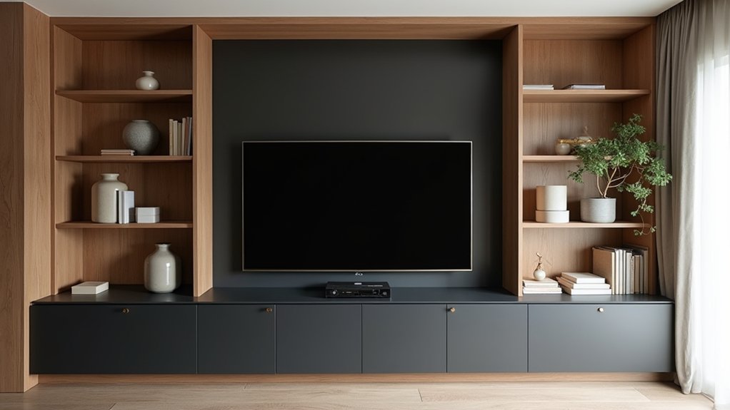 layered monochrome cabinets finish