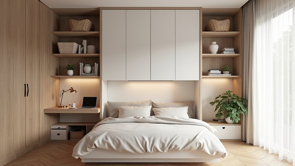 integrated murphy bed storage office