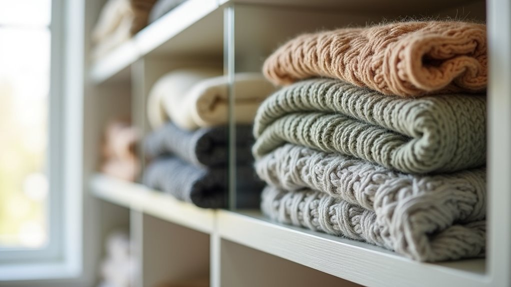 neatly folded sweater stacks