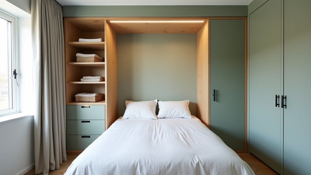 shallow cabinets and side storage